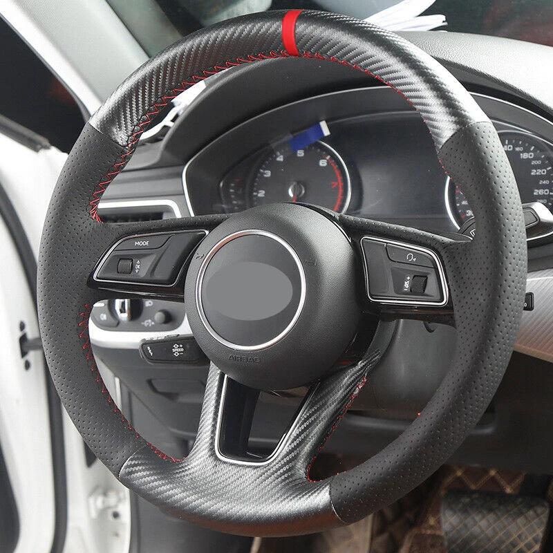 Чехлы из матового углеродного волокна и черной кожи на руль для Audi A3 Sportback e-tron A4 A5