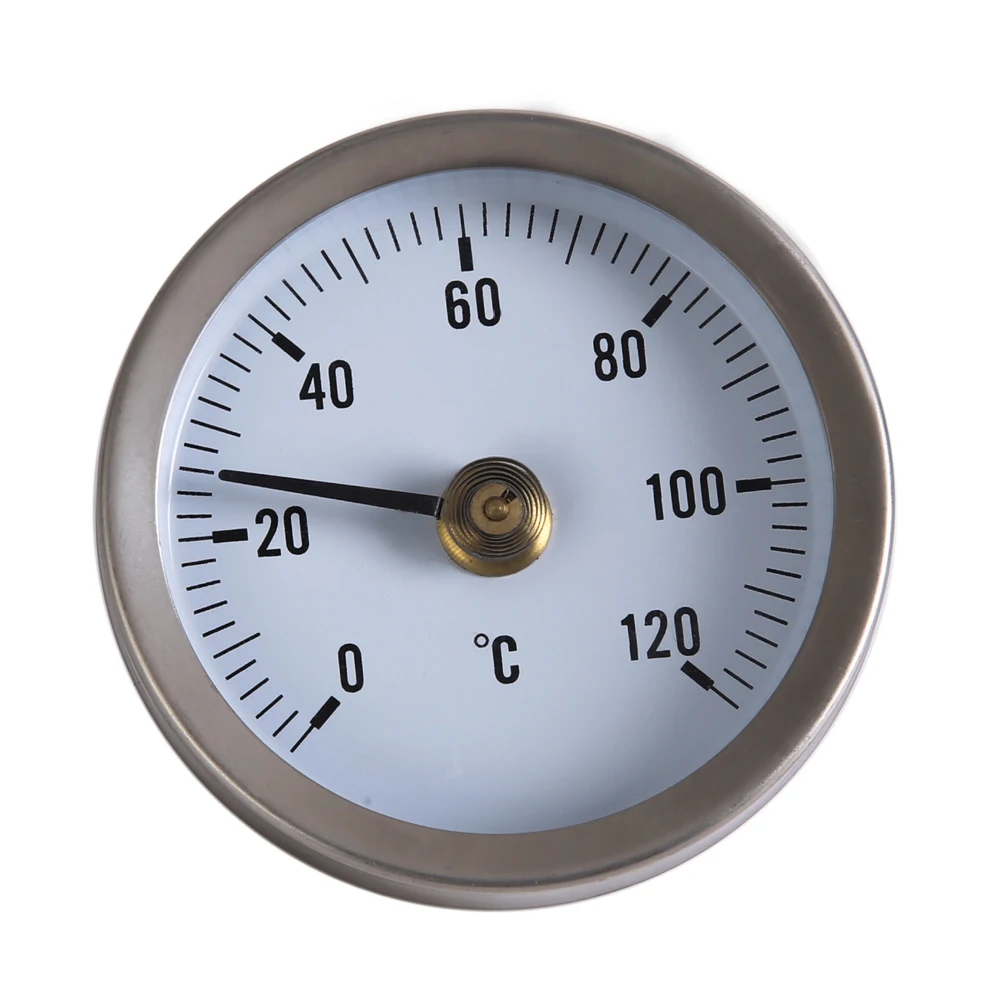 

Pipe Dial Thermometer Temperature Gauge w/ Clip-On Spring 20-60mm Pipe Thermometer for Hot Water Heating Tube Oil tanks