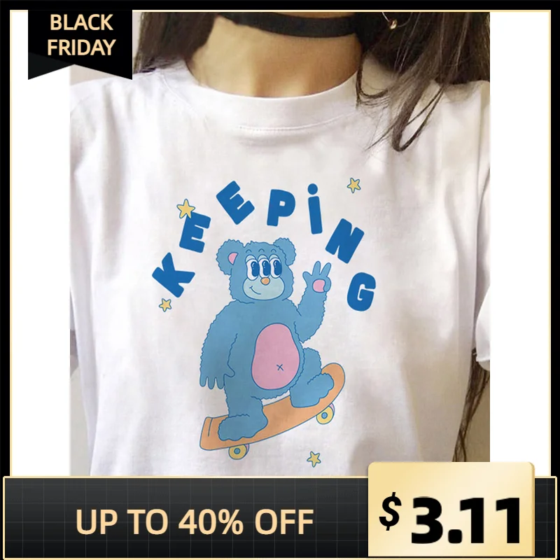 

Women T-shirts O-neck Blue Panda Cute Tops Ladies Casual Basic Short Sleeve Shirt For Woman White Tshirt Summer Female Cartoon