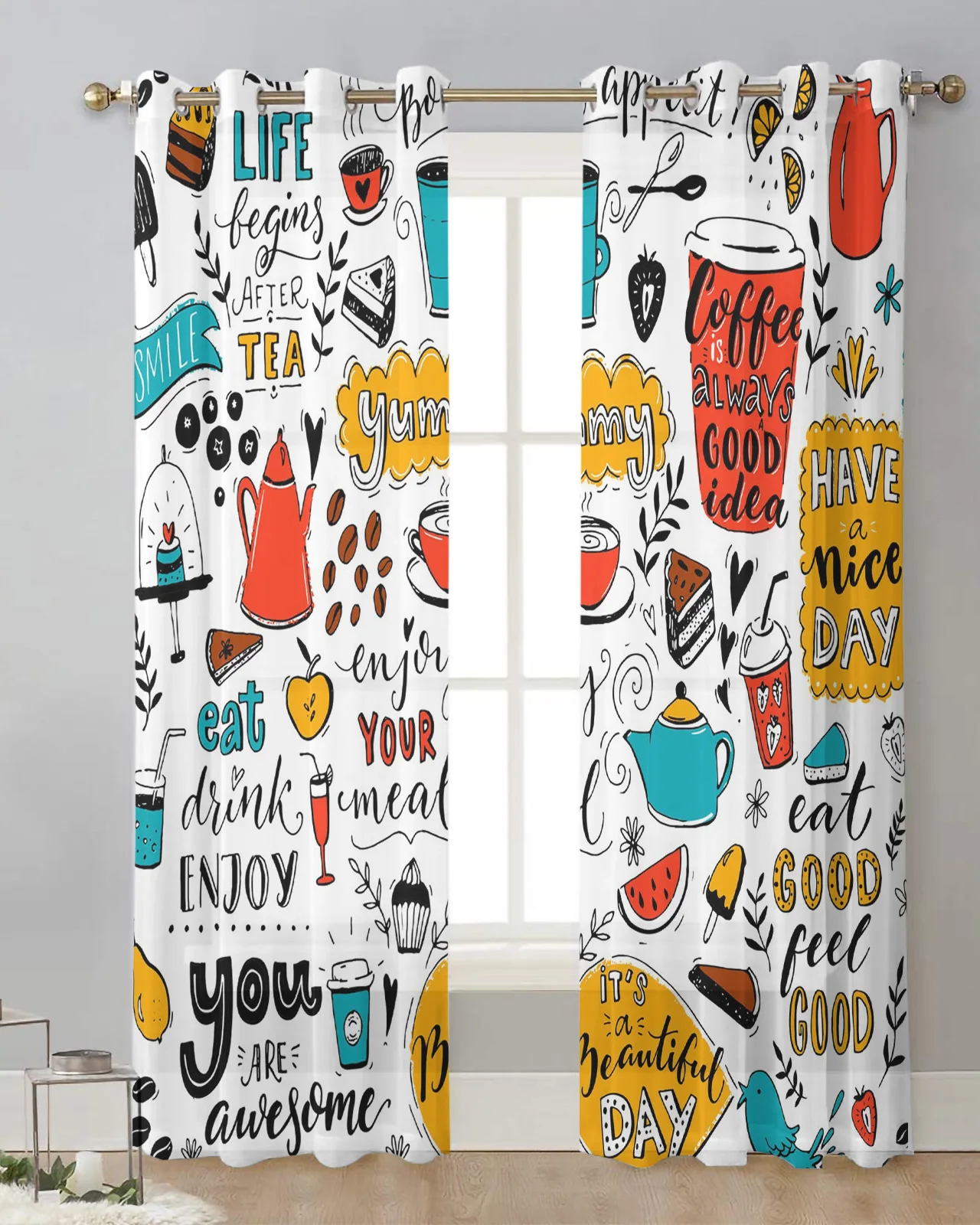 Кофейня кафе заварочный чайник чашка прозрачные шторы для еды гостиной