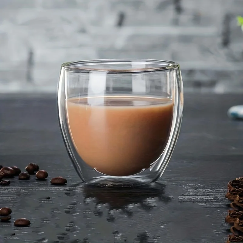 6 шт. стеклянные кофейные кружки 2 7 унции зеркальные чашки с двойной стенкой