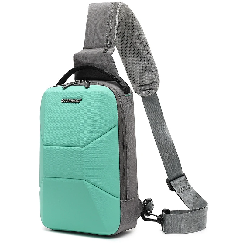 Men's Mobile Phone Passport Document Chest Bags New Messenger Pack Outdoor Shoulder Bag With USB Charger Waterproof Polyester