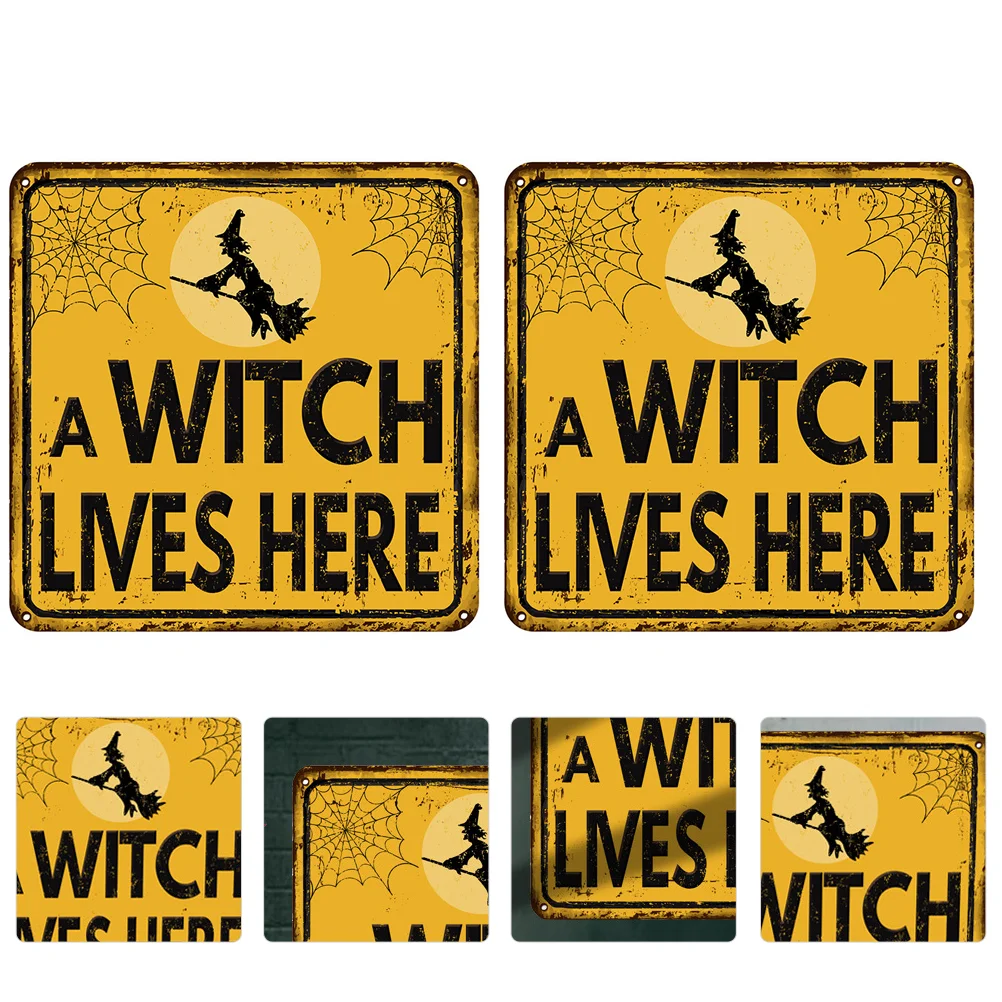 

Wallsign Sticker Letter Witch Door Hanging Metal Tag Decor Party Decals Welcome Front Zombie Retro Adhesive Scary Mural