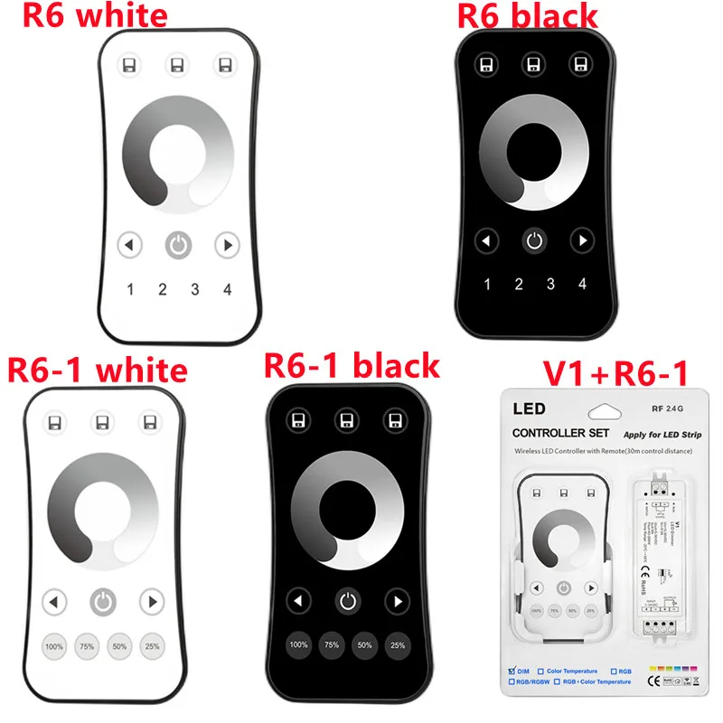 

V1+R6-1 dimming Wireless remote Set 8Ax1CH DIM LED Controller 1 channel constant voltage/Touch color wheel Step-less 30m