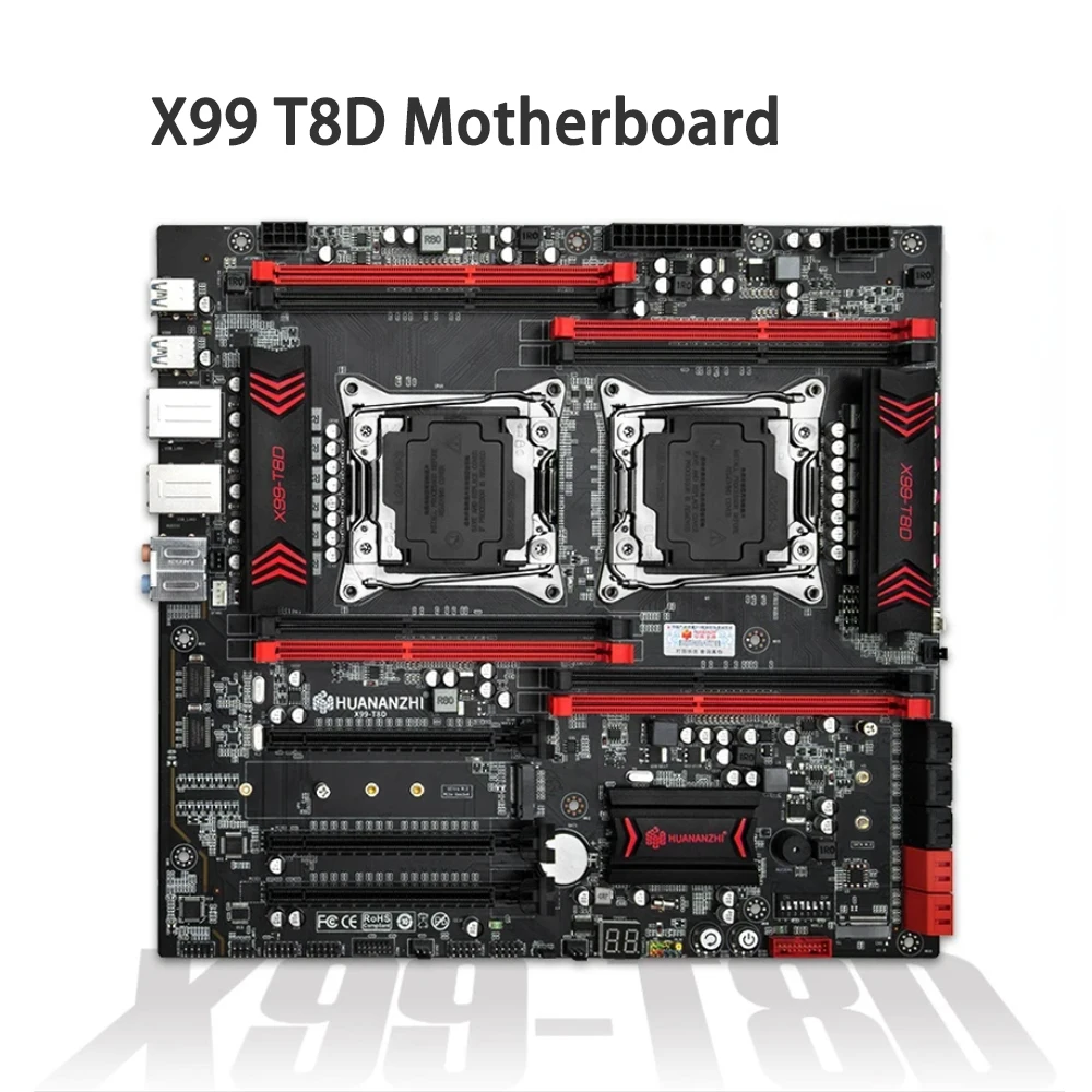 Материнская плата HUANANZHI X99 T8D с двумя процессорами X99 LGA 2011-3 DDR3 RECC M.2 NVME NGFF USB3.0