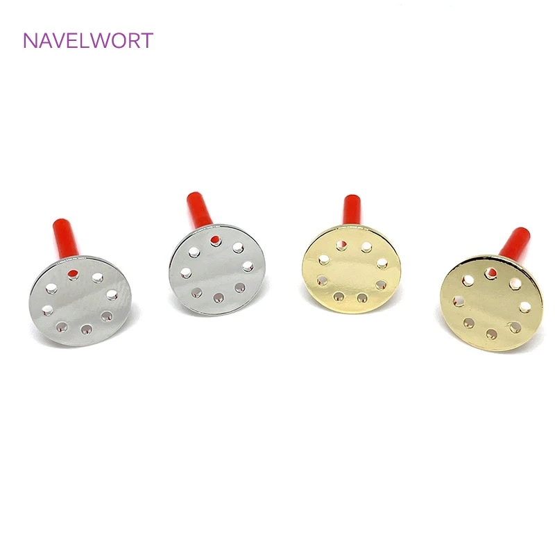 

S925 Sterling Silver Needle 14K Gold Plated Many Holes Round Stud Earring Findings For DIY Earring Making Supplies