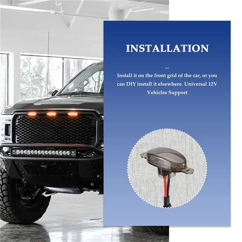 Фото Светодиодные ходовые огни A10E-4X Raptor Style с затемненными линзами и янтарными LED-элементами для передней решетки Ford F-150 F150 2009-2018 №2