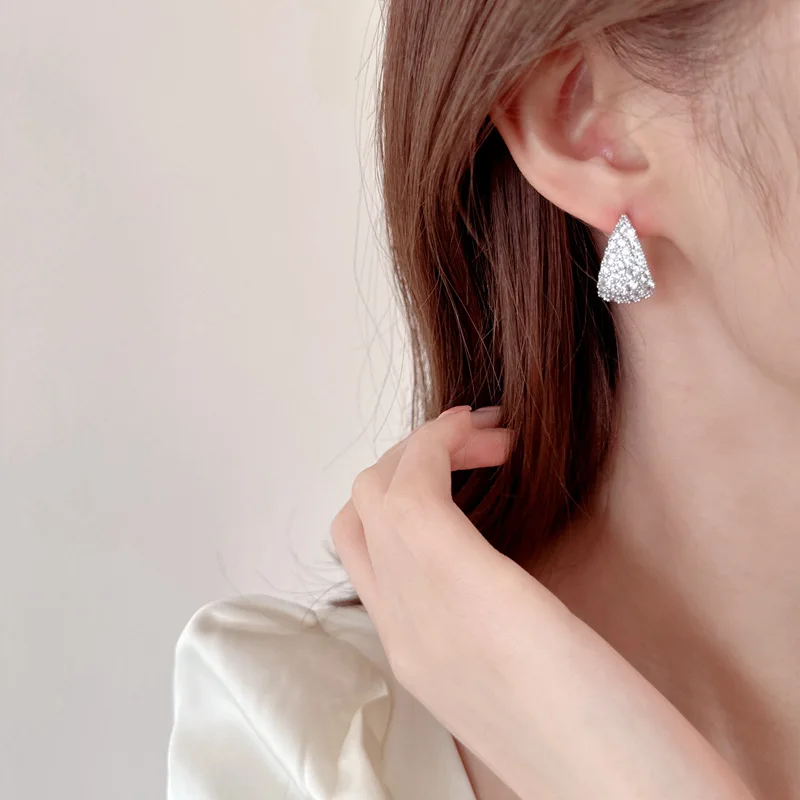 FXLRY s925 Серебряные изогнутые серьги из циркония изысканные в форме груши для