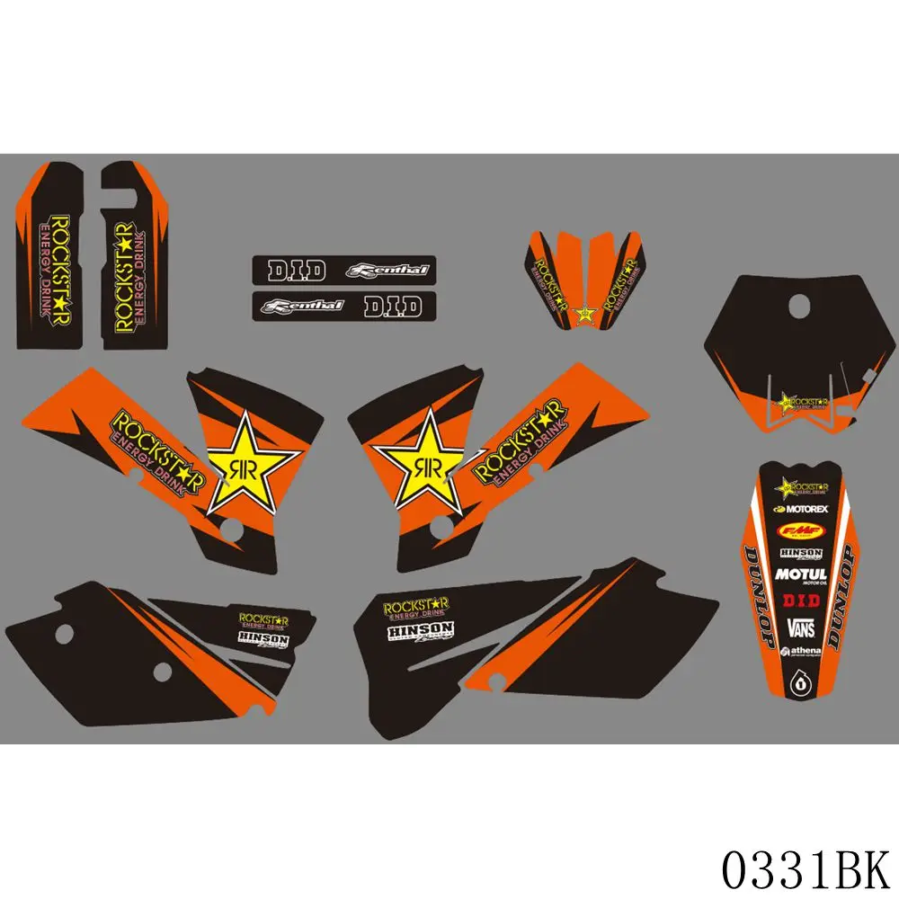

Full Graphics Decals Stickers Motorcycle Background Custom Number Name For KTM SX 125 200 250 380 400 450 525 2003 2004