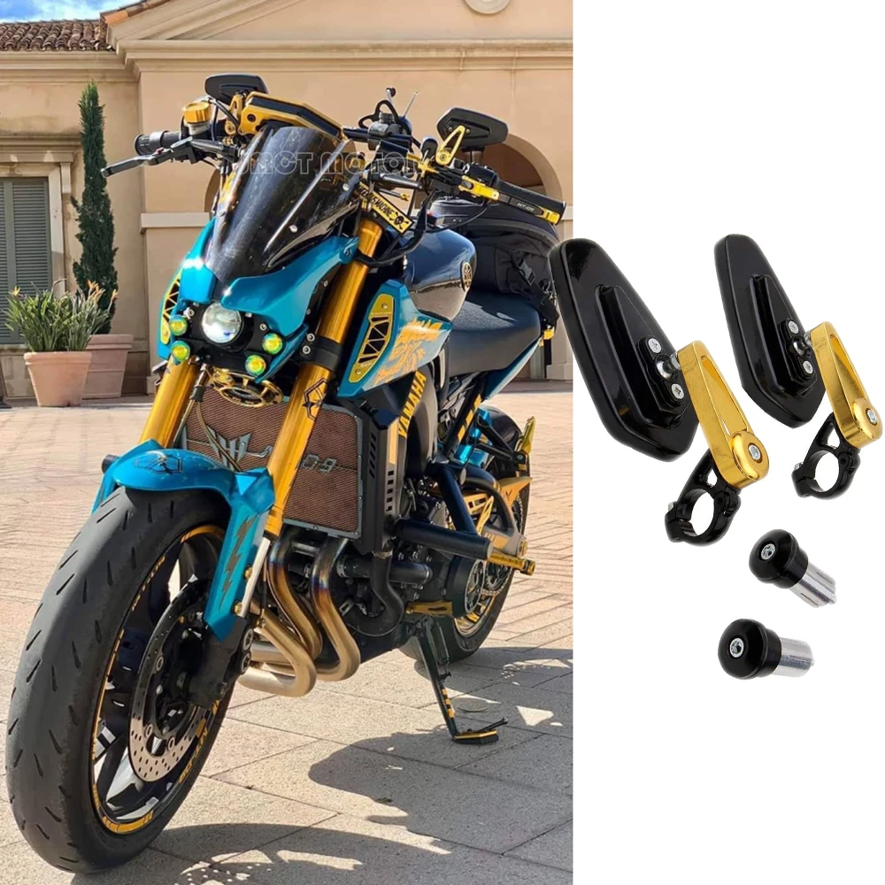 

NEW 7/8" 22mm CNC Motorcycle Rearview Mirrors Universal Blue Glass Scooter Bar End Handlebar Mirror Rear View Mirror Accessories