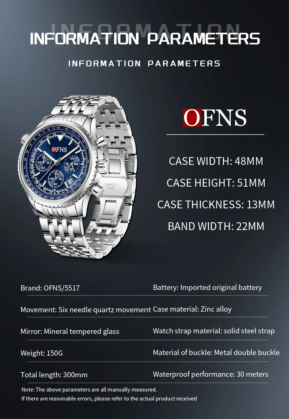 Мужские водонепроницаемые кварцевые часы с календарем и шестиконтактным