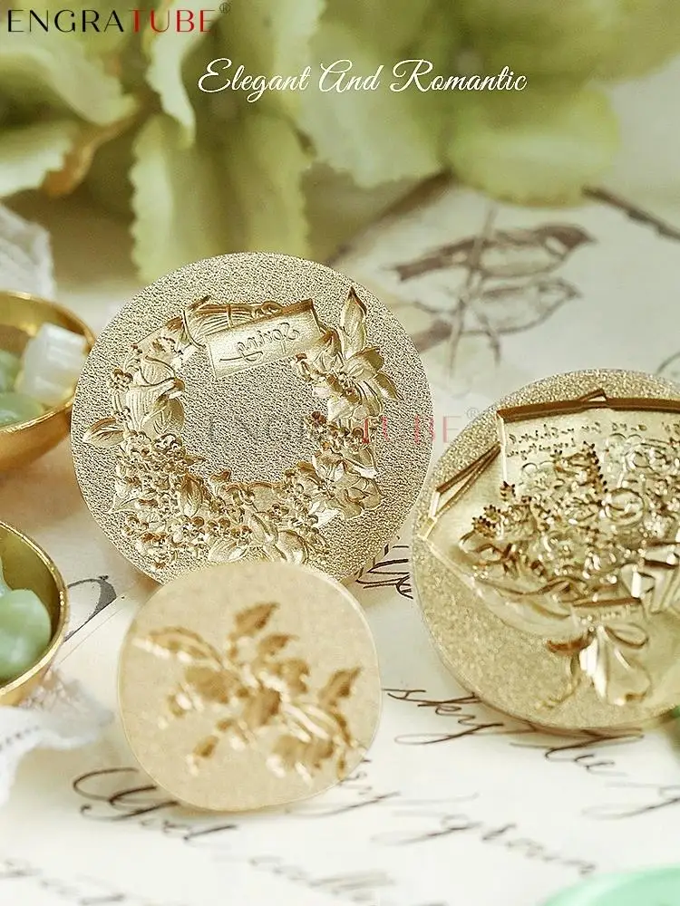 3D тисненый восковой штамп рельефный матовый букет исповедь венок подарочная