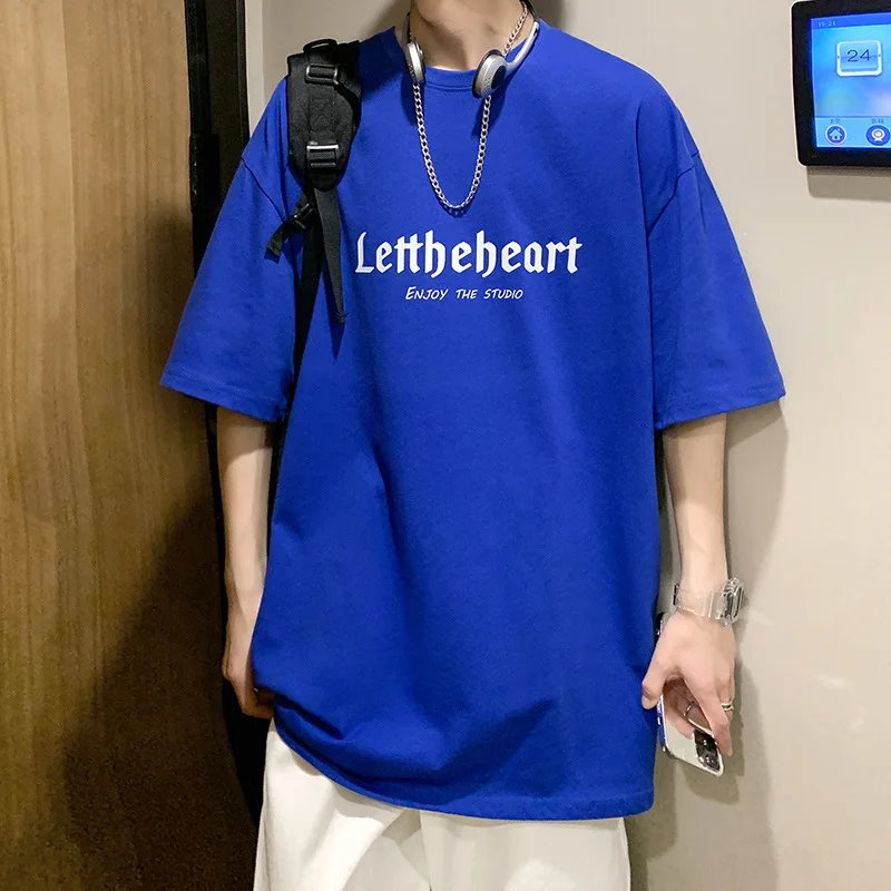 

Новинка 2022, футболка с коротким рукавом, Мужская одежда, универсальный весенне-летний Суперпопулярный Свободный Топ с полурукавами и надпи...