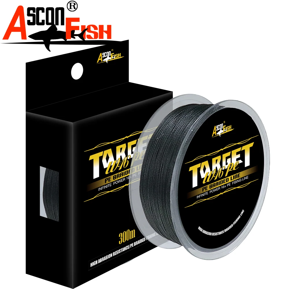 

Ascon Fish 16 Strands Braided Fishing Line 300m for Cord Fishing Capr 16 Braids Multifilament Line20-500LB Green