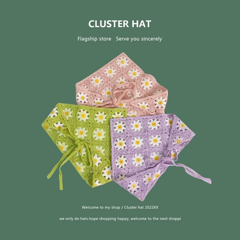 

Girl Cute Handmade Crochet Creative Headscarf Hat Triangle Scarf Triangle Headband Headband Towel