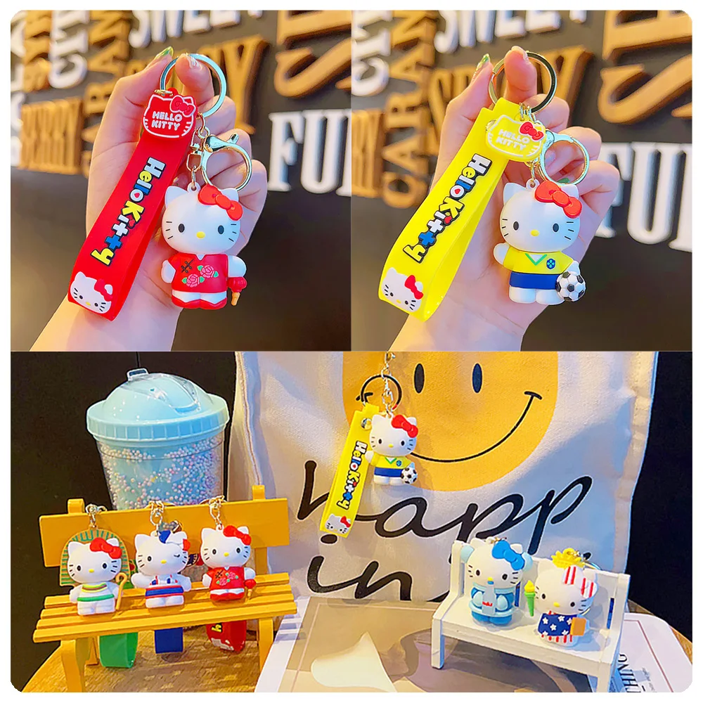

Cute Hello Kitty Keychain Hello Kitty Cross Dressing Dolls Car Keychains Backpack Pendant Ornaments Accessories Kids Toys Gifts