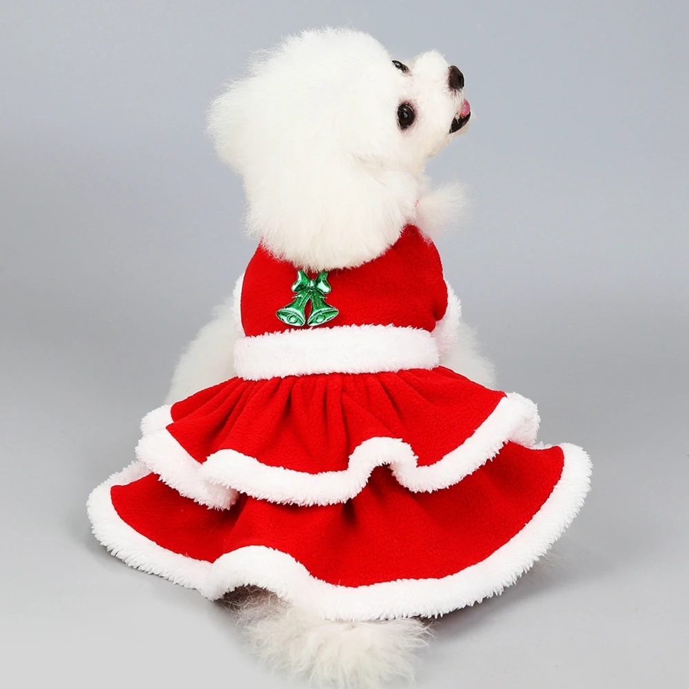 

Christmas Dog Costume Dress For Small Dogs Clothes Warm Christmas Fleece Skirt Cat Puppy Pet Dress Fancy Princess Party Dresses