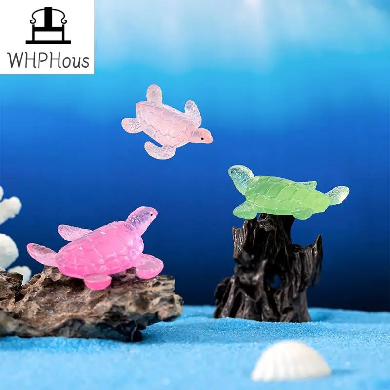 

Luminous Small Turtle Fairy Garden Micro Landscape Ornament Glowing in Dark Miniature Flower Potted Decoration Resin Handicraft