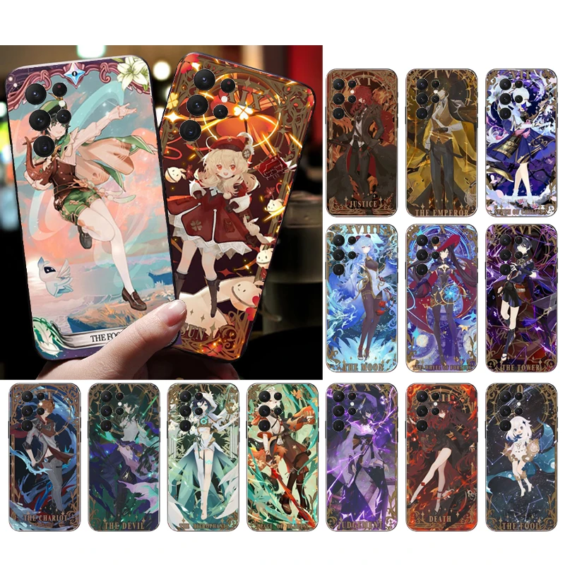 

Genshin Impact Tarot Card Phone Case for Samsung Galaxy S23 S22 S21 S20 Ultra S20 S22 S21 S10E S20FE Note 10Plus Note20 Ultra