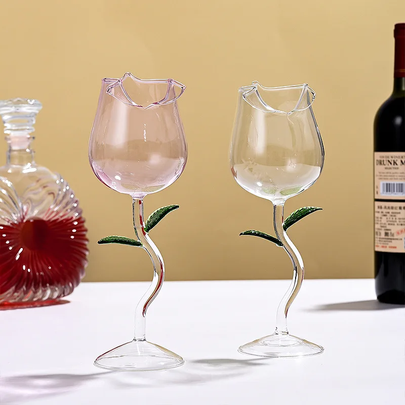 

Valentine's Day Romantic Rose Red Wine Glass High Borosilicate Glass Creative Goblet Champagne Cup Kitchen Drinking Utensils