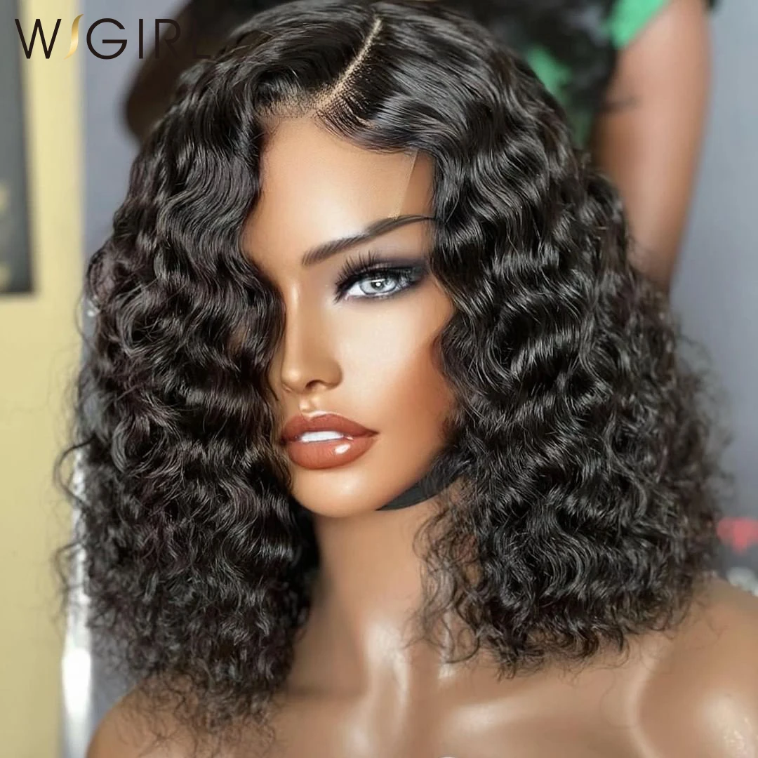 Парик с глубокой волной короткий на сетке спереди Боб 13x4 парики из человеческих