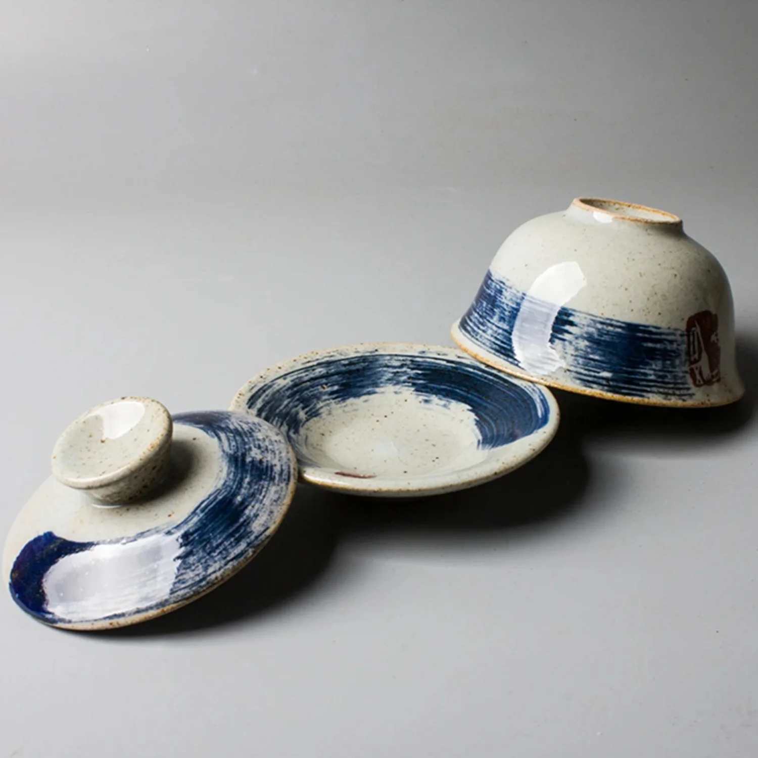 Zen Ручная роспись Gaiwan Чайная керамика Wasten с крышкой посуда Кунг-фу церемония