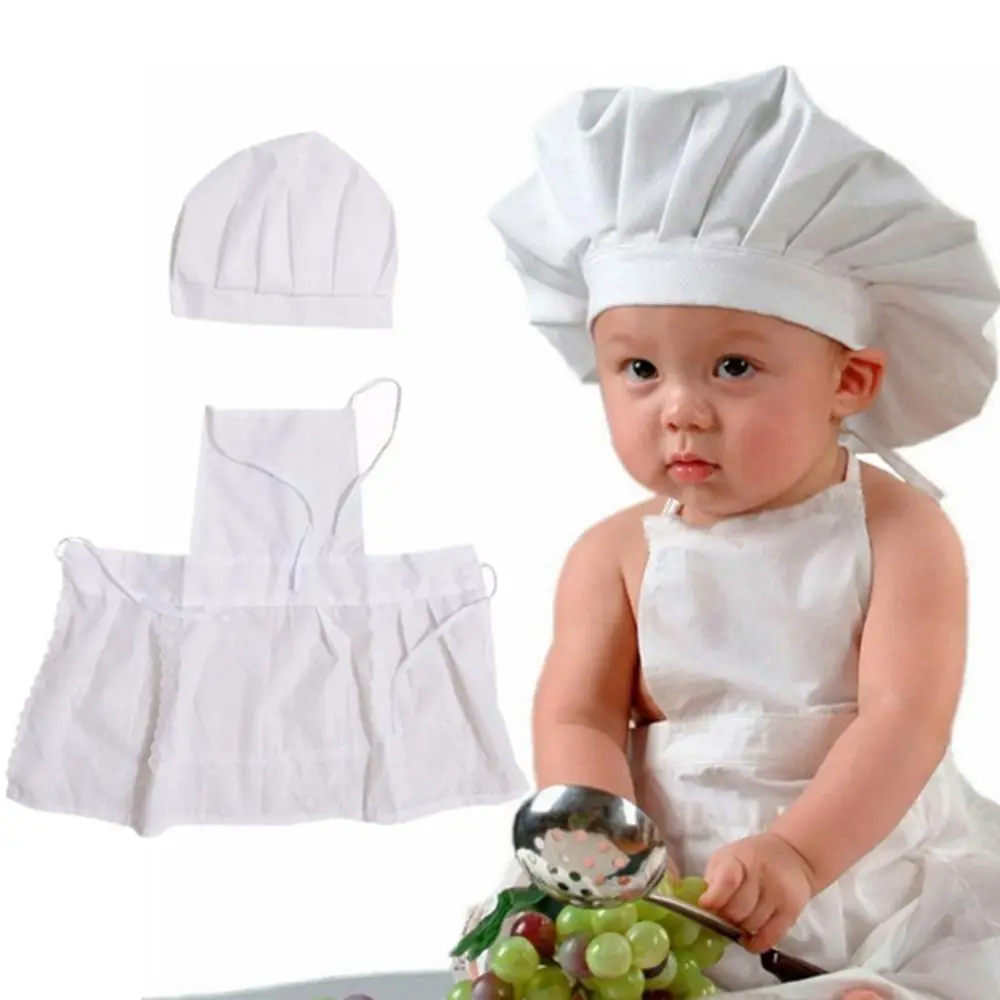 

Хлопковый милый фартук шеф-повара, шляпа, Детский костюм, аксессуары для фотосъемки, реквизит для фотосъемки новорожденных, Одежда для младенцев