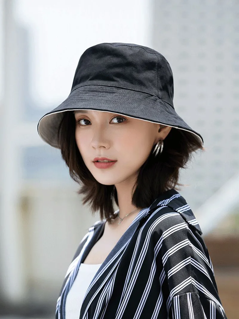 

Black Fisherman Hat Female Double Sides Red Tide Joker Summer Sunshade Is Prevented Bask In Uv Sunbonnet Hat Fashion Elegant Art
