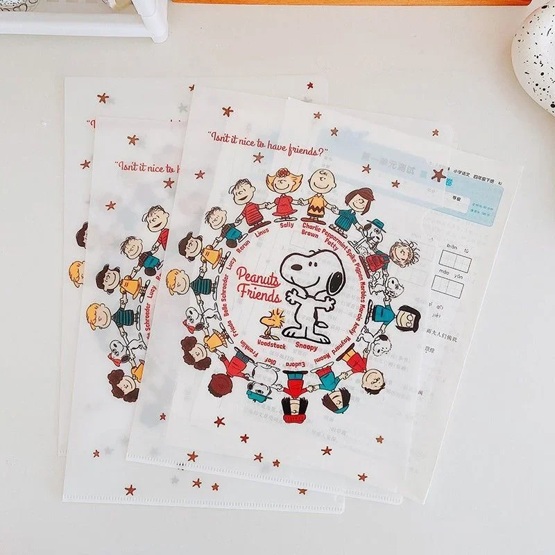 Пластиковая L-образная папка Snoopy милый мультяшный студенческий бумажный зажим