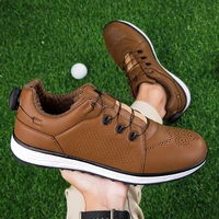 2022 promotion professional non slip golf spikes classic brown white golf sneakers large size golf quick lace up shoes