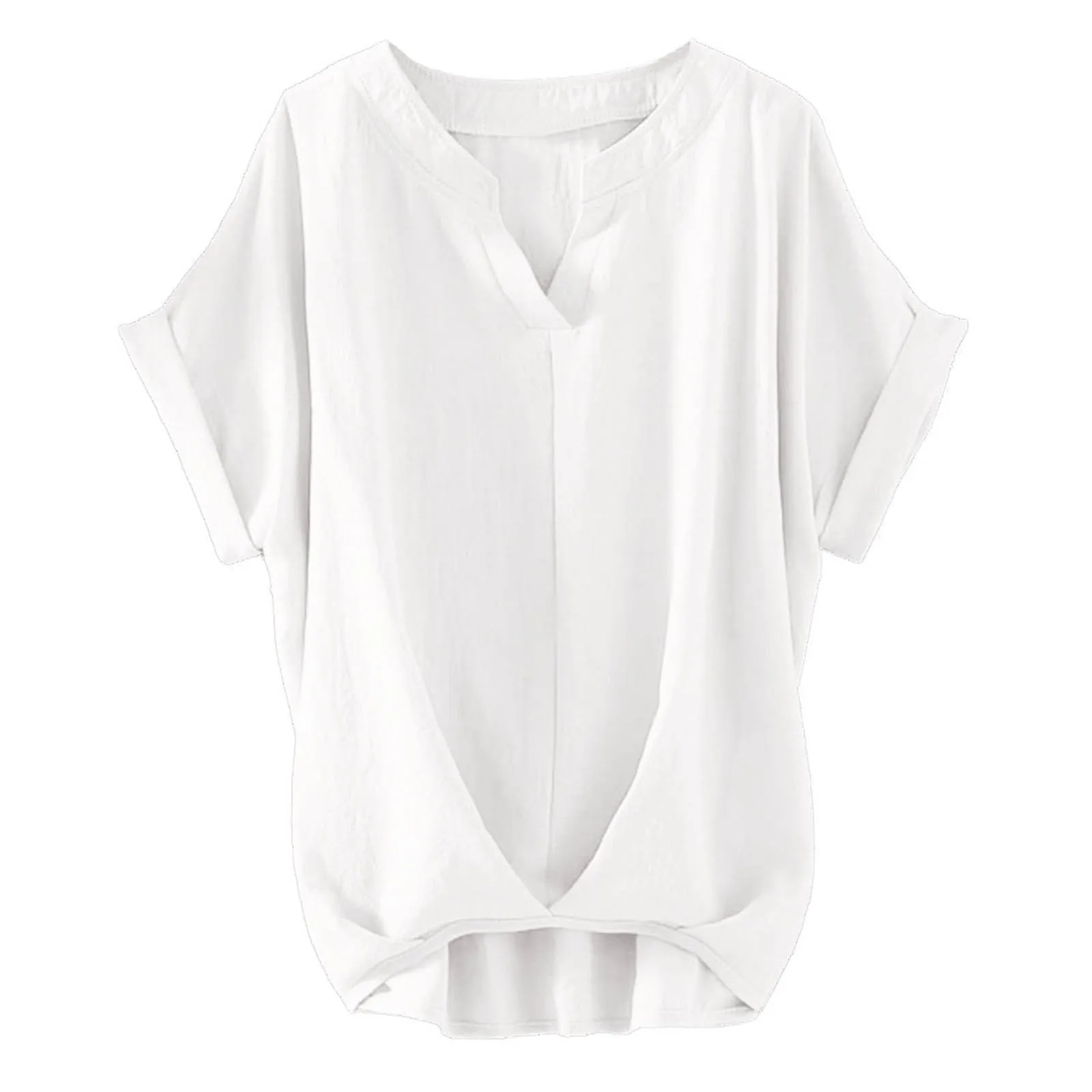 Рубашка женская с V-образным вырезом Свободный Топ коротким рукавом разрезом