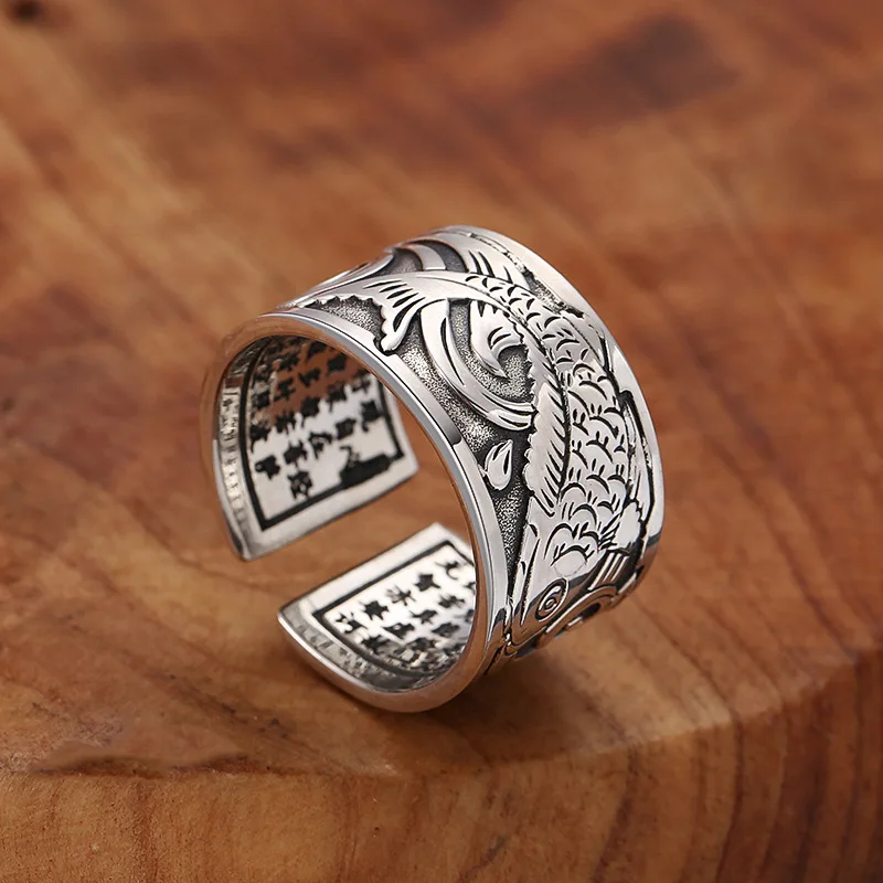 

New Carp Open Ring Retro Ethnic Style Men And Women Personality Index Finger Ring Jewelry Accessories