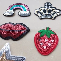 hot fashion patches sequined embroidery patch for t shirt iron on appliques clothes stickers kids clothing badges