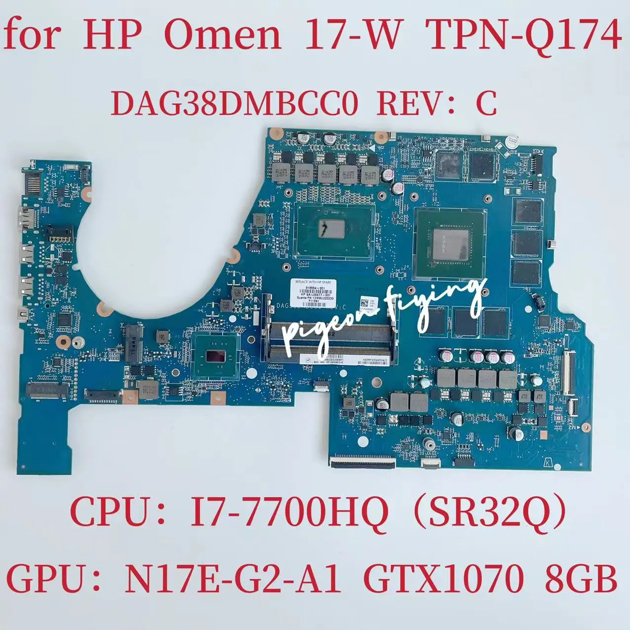 Системная плата DAG38DMBCC0 для ноутбука HP OMEN 17-W, материнская плата CPU:I7-7700HQ SR32Q GPU:GTX1070 8 Гб DDR4 915554-601 915554-001, тест ОК