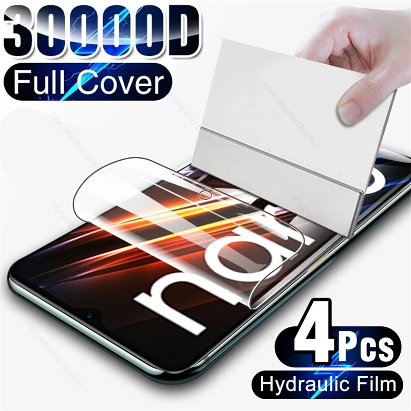 

4PCS 30000D Curved Soft Hydrogel Film For Realme Narzo 50i Prime Screen Protector Not Glass Realm Realmi Narzo 50iprime 4G 6.58"