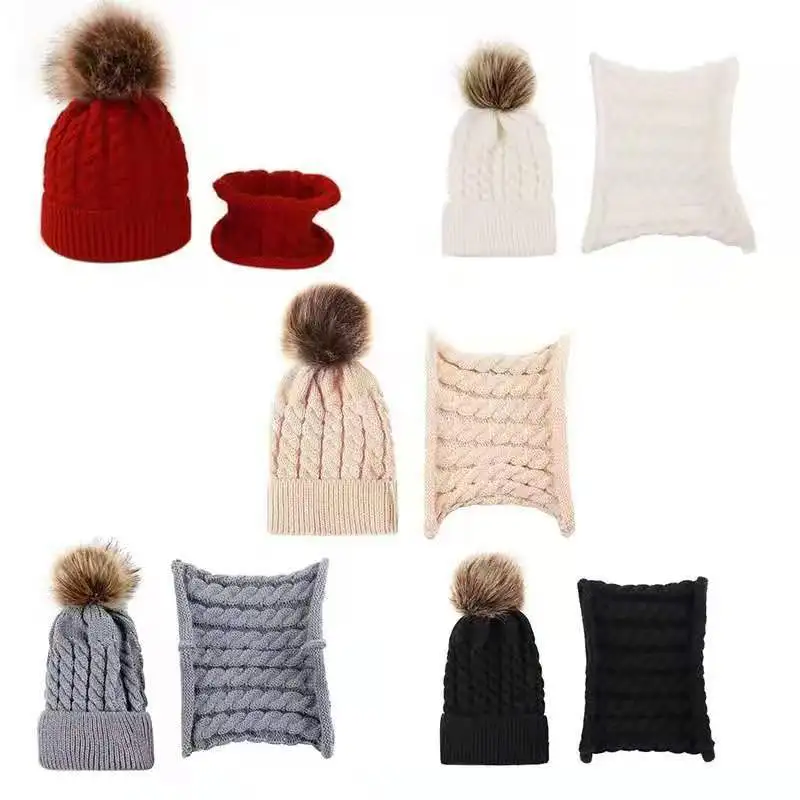 Winter Cute Baby Hats Scarf Set Children Warm Pompoms Caps Kids Woolen Hat  Cap Winter for Kids  New Born Caps for Girls 1-3Y