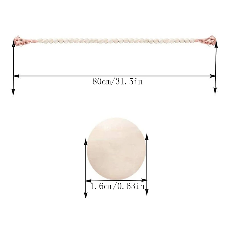 31.5 Inch Wood Bead Garland Rustic Farmhouse Beads Prayer Wall Hanging Decoration | Дом и сад
