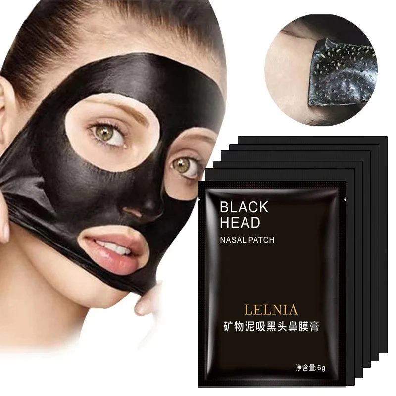 Фото Маска для лица EFERO Black Head Mask, черная, увлажняющая, отшелушивающая, питательная, для ухода за кожей, 3/5/6/10/13 штук в упаковке №3