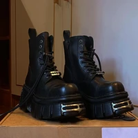 2022 new heavy metal platform martin boots womens shaver decorative dark punk booties gothic motorcycle short boots tide
