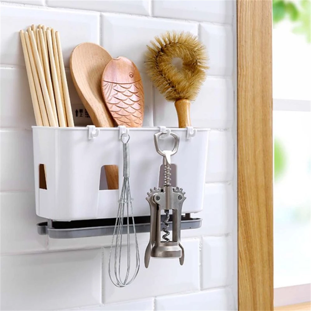 

Multi Functional Tray Utensils Organizer Made Of Polypropylene Drainage Bracket Storage Basket Chopstick Basket Storage Rack