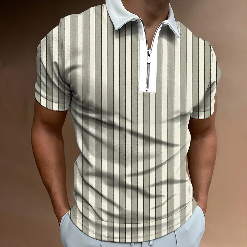 

Мужская Повседневная летняя рубашка-поло с коротким рукавом, Мужская футболка на молнии, мужские топы, одежда для улицы и гольфа, одежда для ...