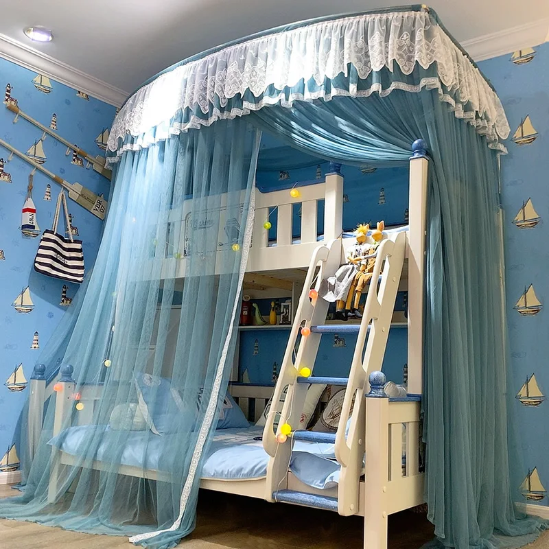 

Children's Double-Layer Bunk Bed Mosquito Net 1.5M Bunk Bed Household High and Low Bed Trapezoidal U-Shaped Telescopic