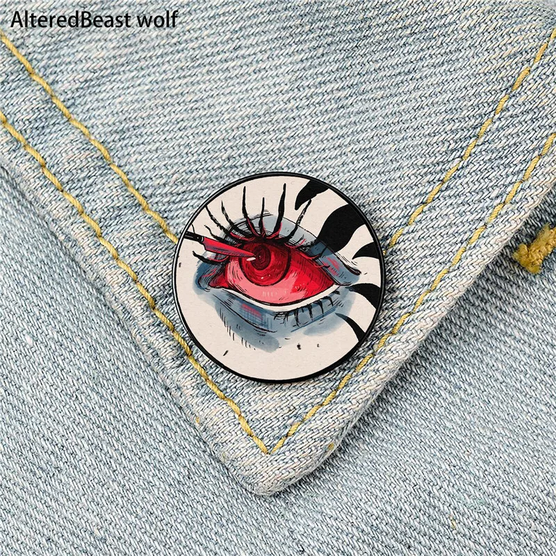 

Eye pain Printed Pin Custom Funny Brooches Shirt Lapel Bag Cute Badge Cartoon Cute Jewelry Gift for Lover Girl Friends