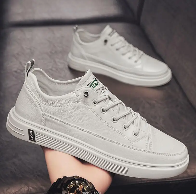 

Кроссовки мужские из дышащей кожи, повседневная обувь для скейтборда, удобная Вулканизированная подошва, для тенниса, весна 2022