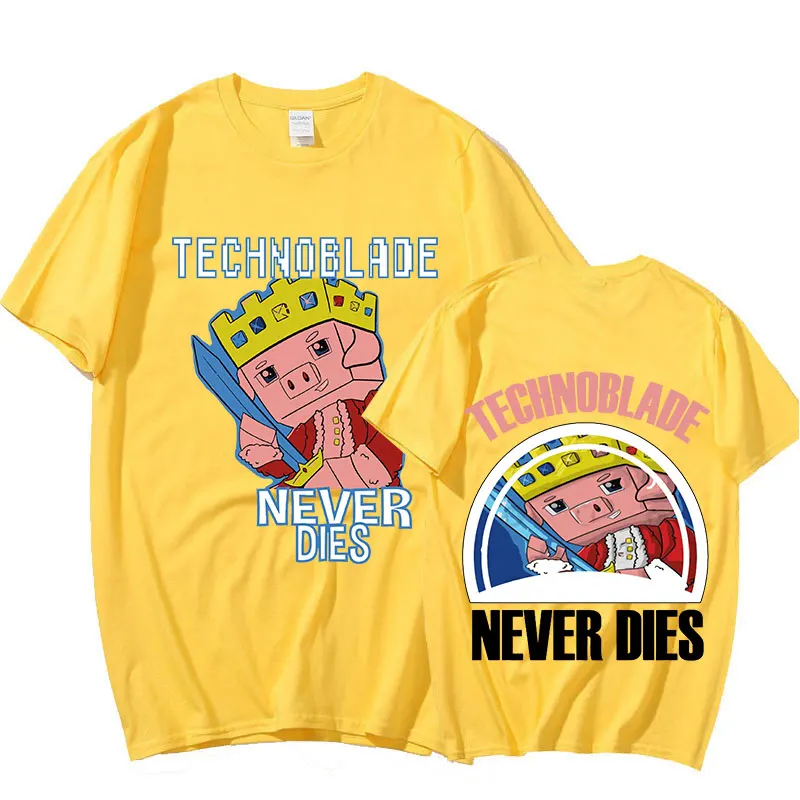 

Technoblade Never Dies Merch Print T-shirt Men Women Fashion Anime Casual Loose T-shirts Oversized Unisex Streetwear Tops