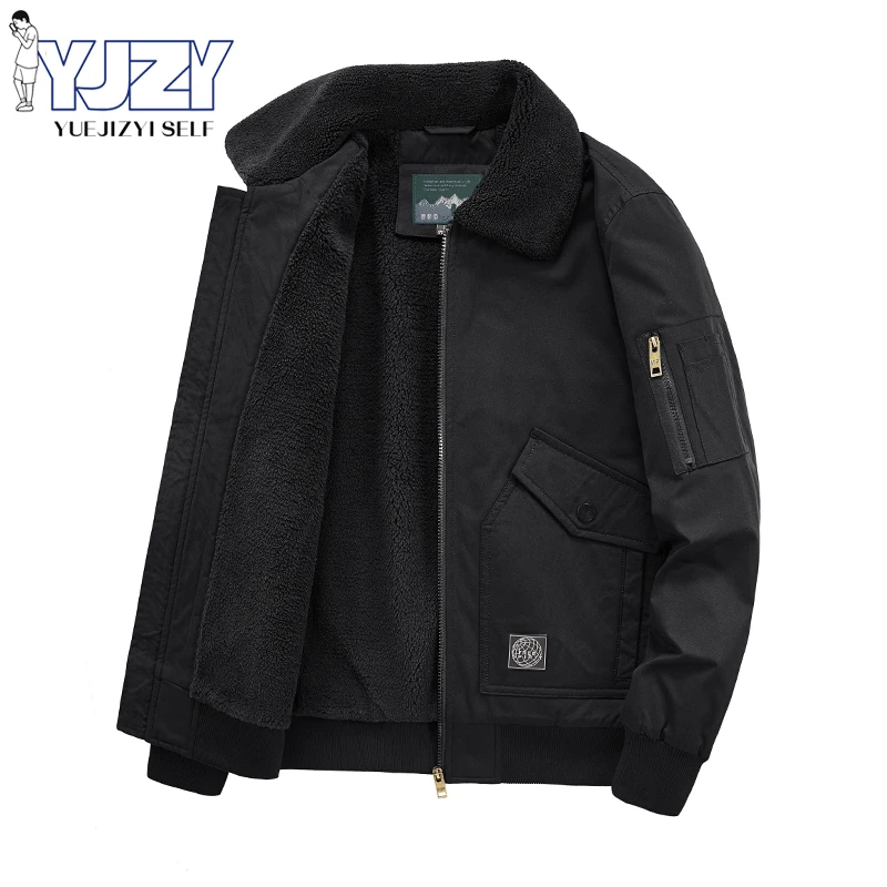 

Мужская приталенная куртка с отложным воротником, черная классическая теплая куртка на флисе, Осень-зима 2022