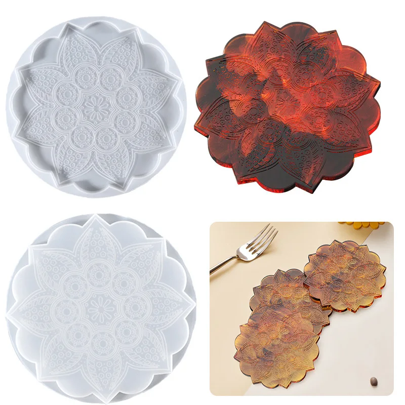 

New DIY Crystal Epoxy Mold Mandala Coaster Family Swing Table Silicone Resin Handmade Model Spot Resin Molds for Jewelry