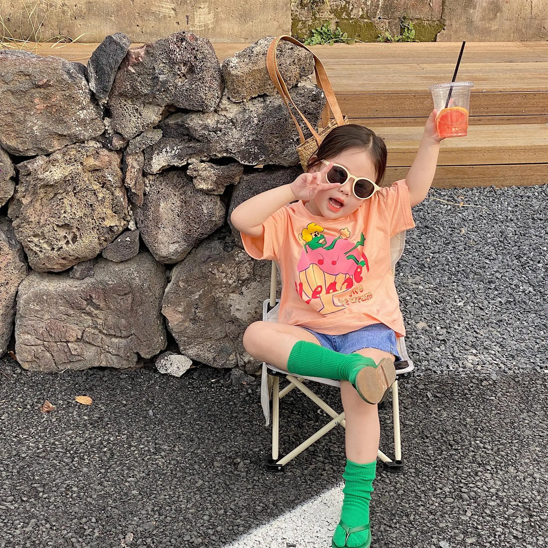 

Рубашки с коротким рукавом, стандартная длина, пуловер с круглым вырезом, однотонный простой удобный модный подходит для детей и девочек на ...