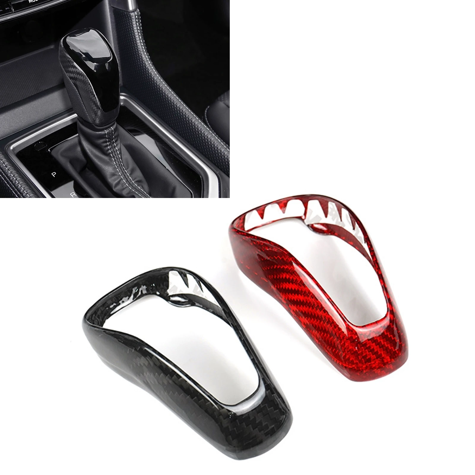 

Gear Shift Knob Cover For Subaru Forester Outback Impreza XV Black/Red Carbon Fiber Shifter Head Shell Cap