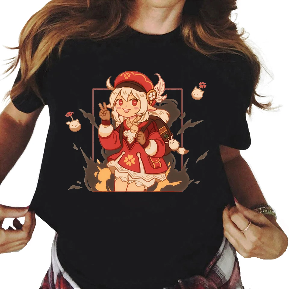 

Футболка с принтом аниме Харадзюку genshin impact, футболка оверсайз с коротким рукавом, Весенняя короткая футболка с коротким рукавом